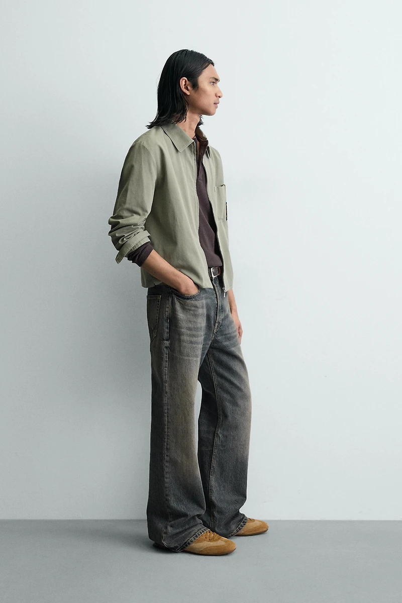 CROPPED FIT ZIP-UP OVERSHIRT