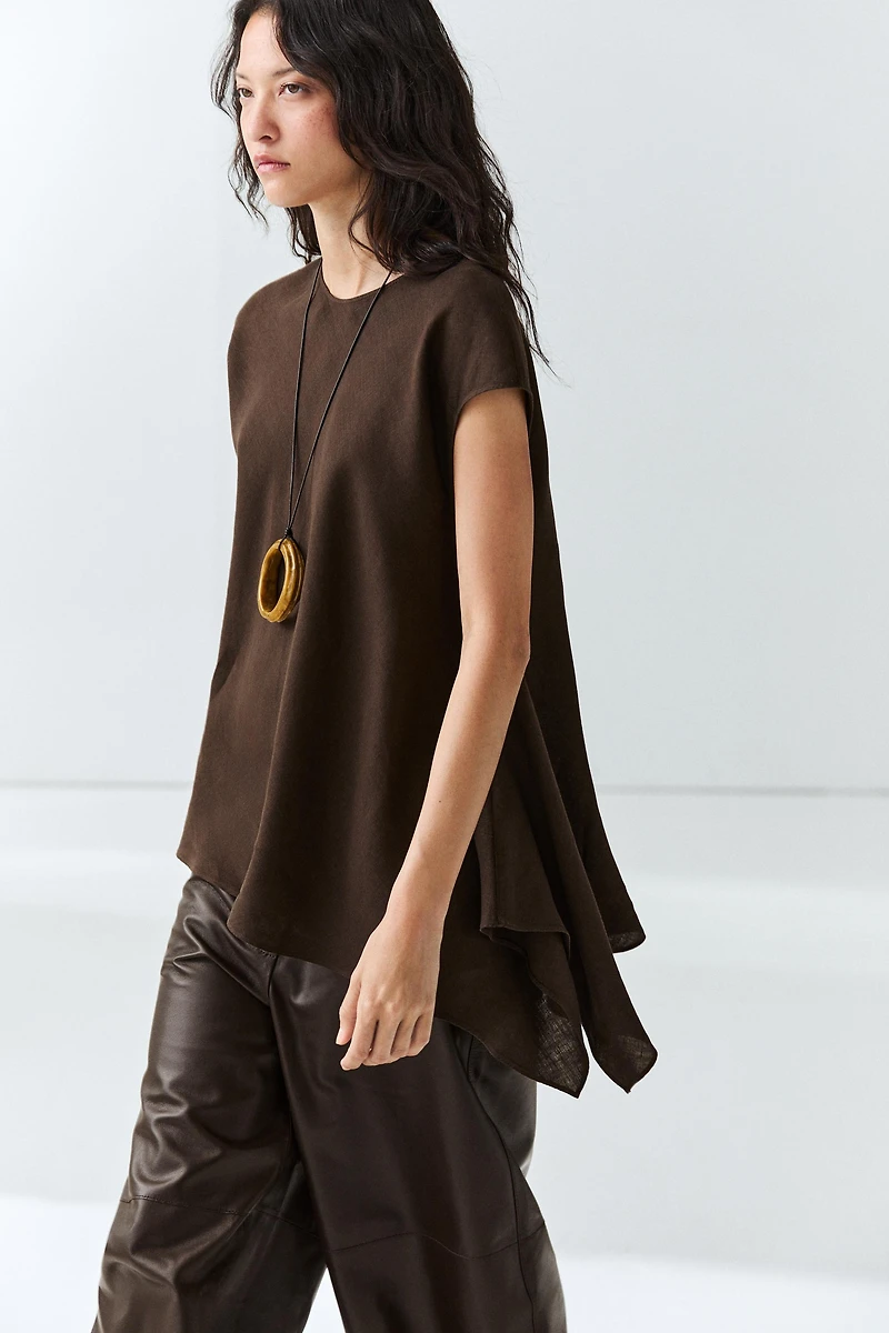 100% linen asymmetric top
