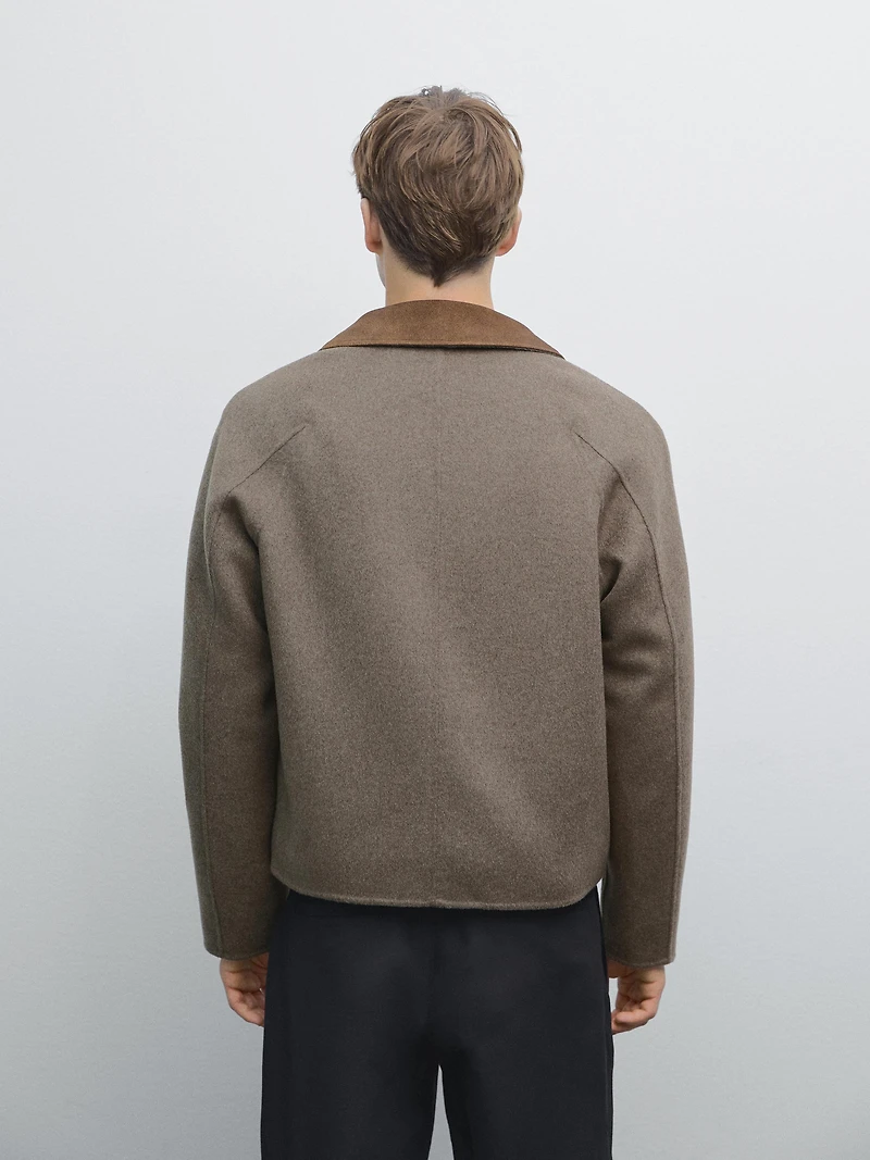 Jacket with double wool collar detail