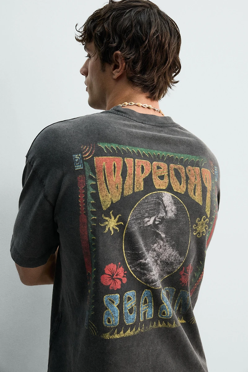 SURF PRINT WASHED T-SHIRT