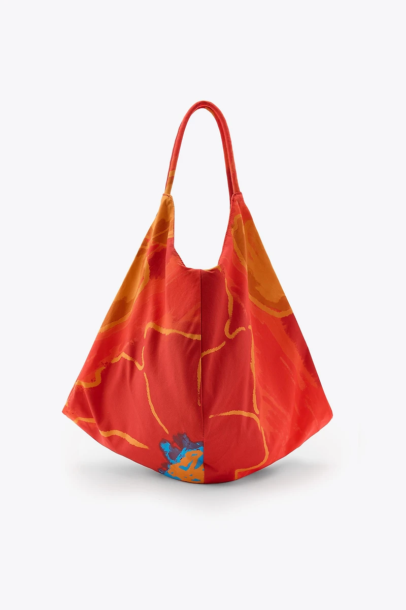 FLORAL PRINT COTTON MAXI BAG