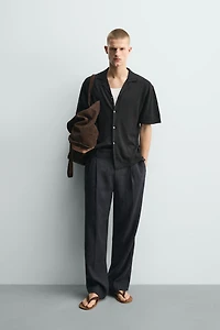 LINEN COTTON BLEND KNIT SHIRT