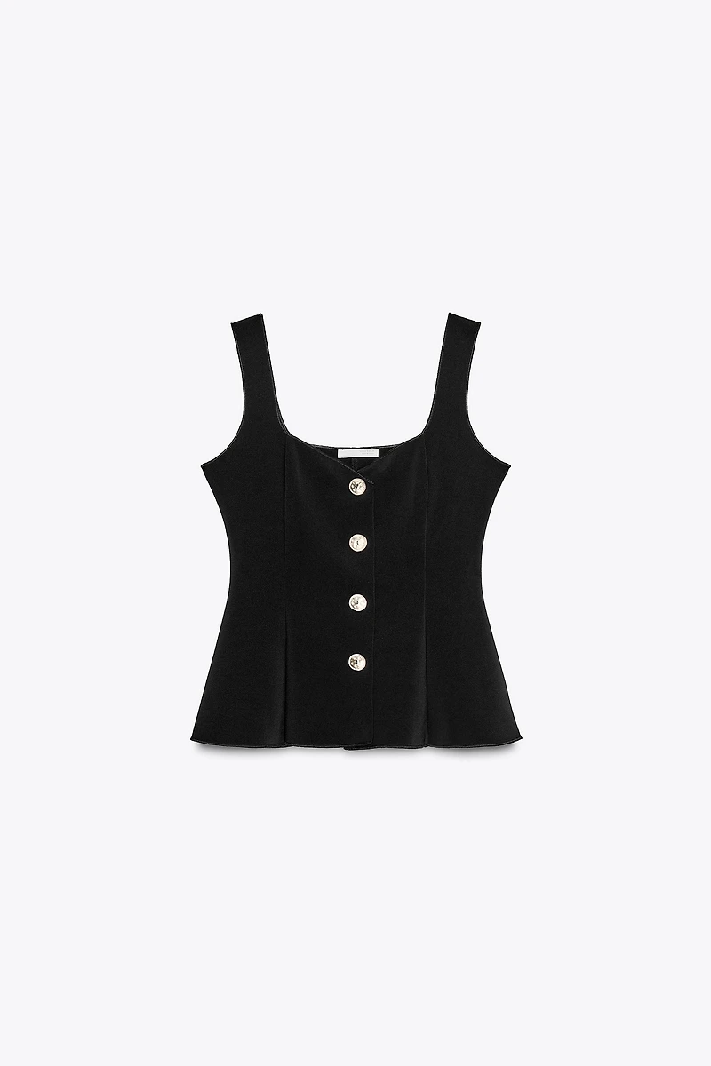 STRETCH PEPLUM VEST TOP