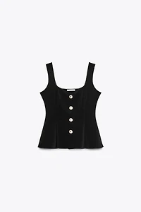 STRETCH PEPLUM VEST TOP