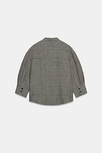 ZW COLLECTION 100% LINEN PLAID SHIRT