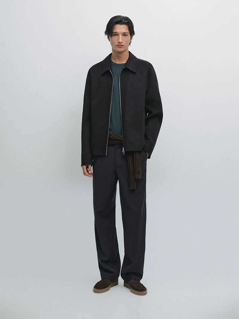 Pinstripe wool blend jacket