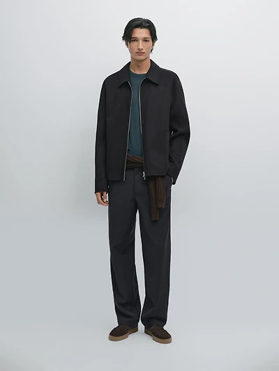 Pinstripe wool blend jacket