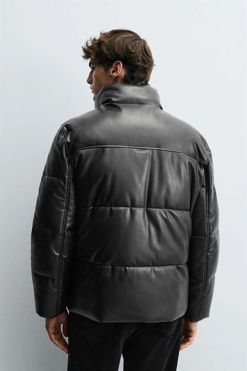 FAUX LEATHER PUFFER JACKET
