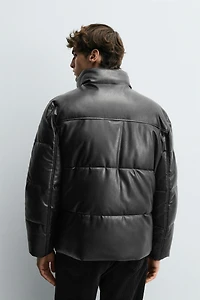 FAUX LEATHER PUFFER JACKET