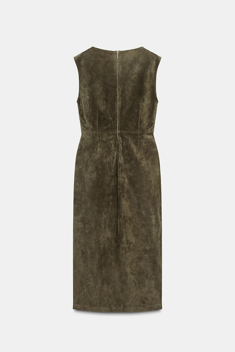 100% LEATHER MIDI DRESS
