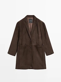 Long suede leather coat