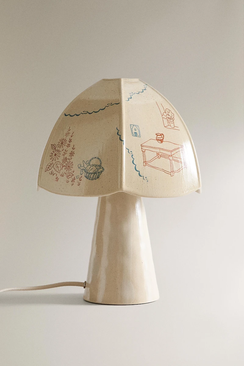 LAMPE DE TABLE CÉRAMIQUE MOTIFS PEINTS