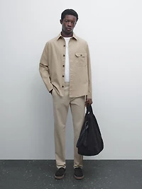 Cotton blend tapered fit trousers