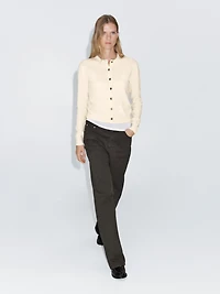 Wool knit cardigan with gold buttons