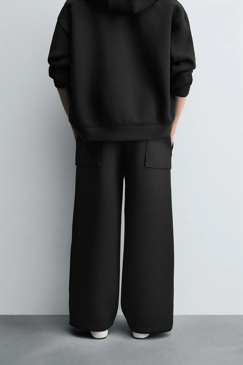 WIDE FIT NEOPRENE EFFECT PANTS