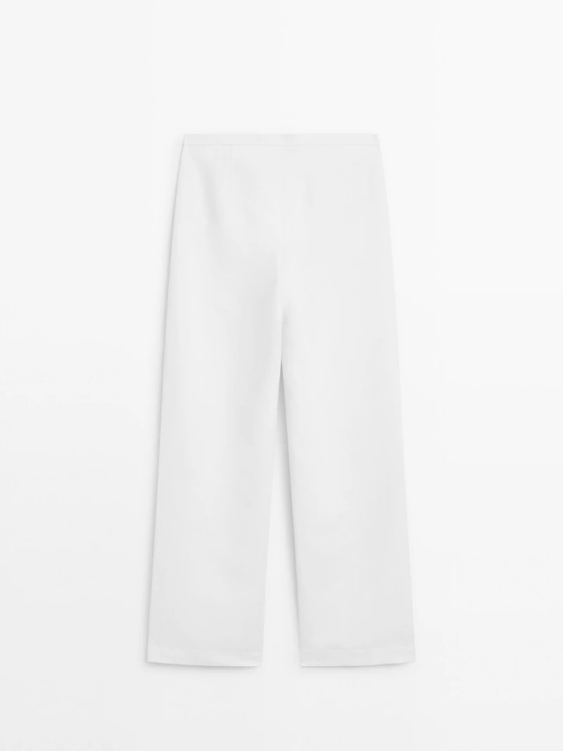 Straight-fit trousers with buckle detail