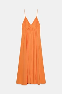 FLOWY TIED MIDI DRESS