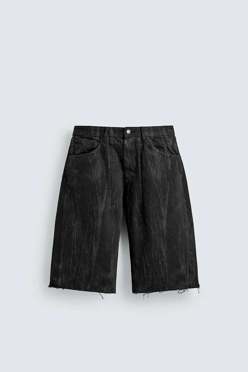 SHORT EN DENIM IMPRIMÉ DÉLAVÉ