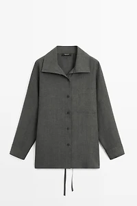 Melange linen overshirt with buckles