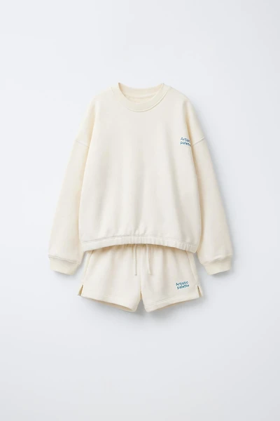 SWEATSHIRT AND BERMUDA SET WITH TEXT