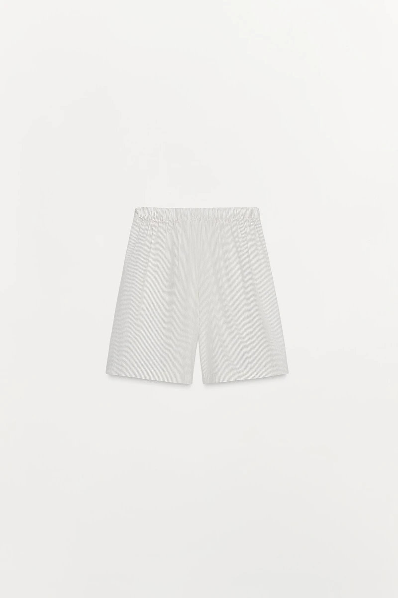 STRIPED POPLIN BERMUDA SHORTS