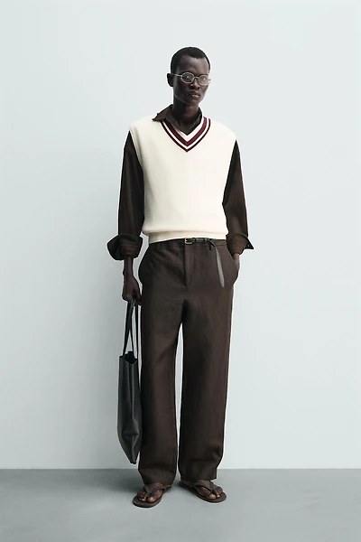 CONTRAST RIB KNIT VEST