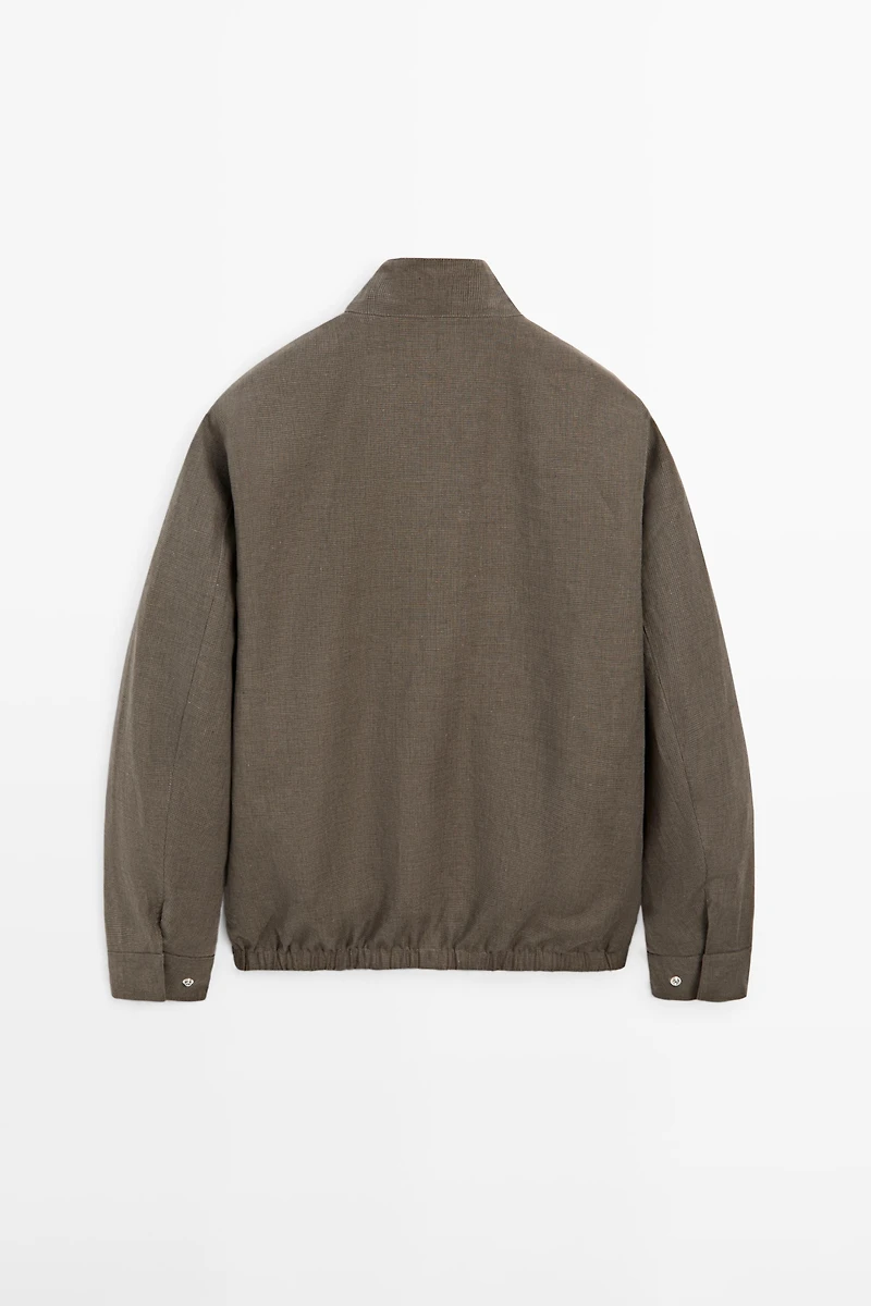 Short reversible linen blend jacket