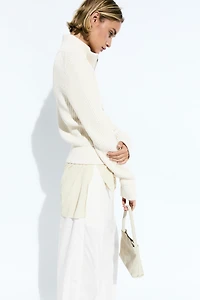 100% cotton purl knit cardigan