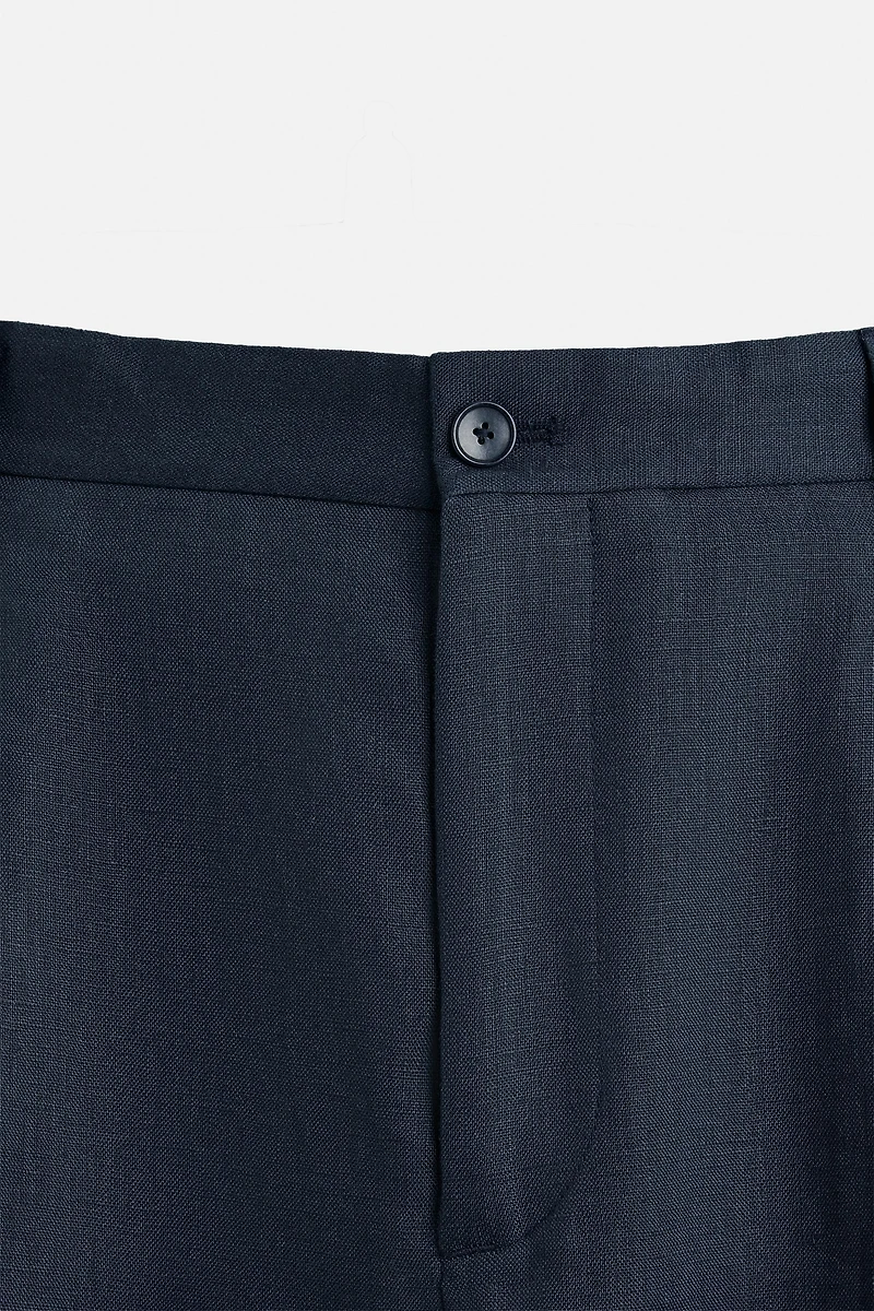 100% LINEN PLEATED PANTS