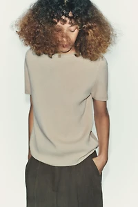 SHORT SLEEVE BASIC KNIT TOP