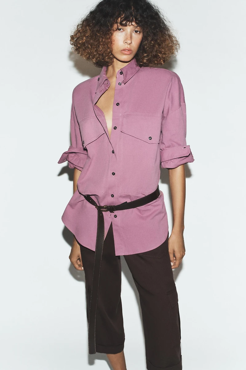 CHEMISE OVERSIZE À COL MONTANT