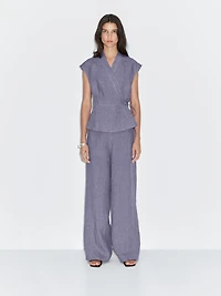 100% linen crossover waistcoat