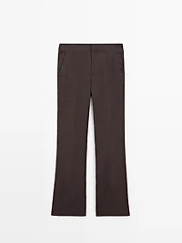 100% linen kick flare trousers