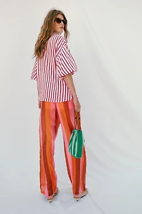 CHEMISE À RAYURES ET MANCHES BOUFFANTES
