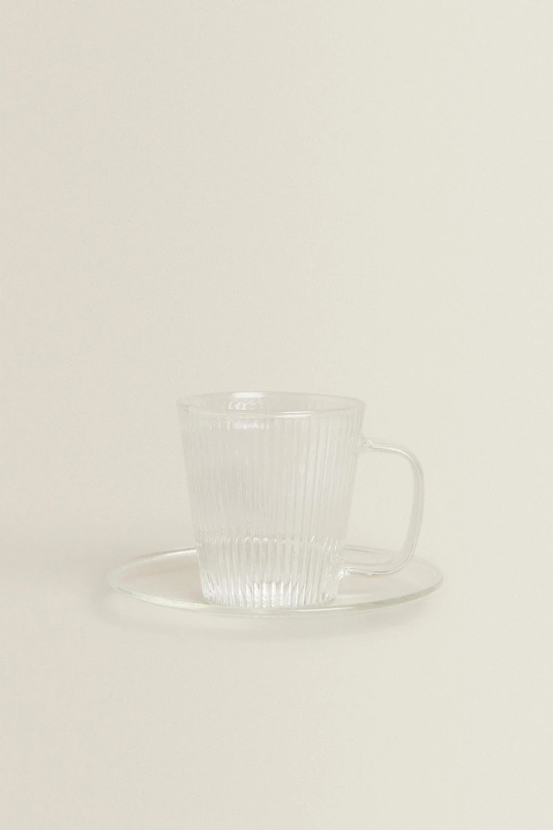 BOROSILICATE GLASS COFFEE CUP AND SAUCER