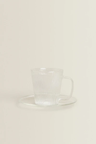 BOROSILICATE GLASS COFFEE CUP AND SAUCER