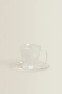 BOROSILICATE GLASS COFFEE CUP AND SAUCER