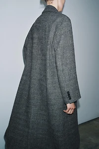 100% WOOL PLAID COAT ZW COLLECTION LIMITED EDITION