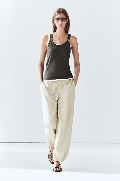 Double-layer strappy top with jewel detail