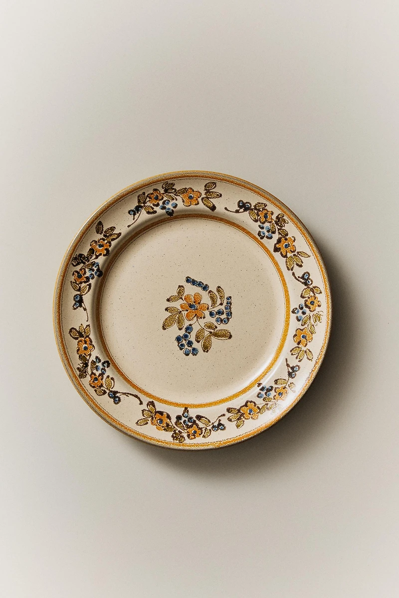 TERRACOTTA FLORAL DESSERT PLATE