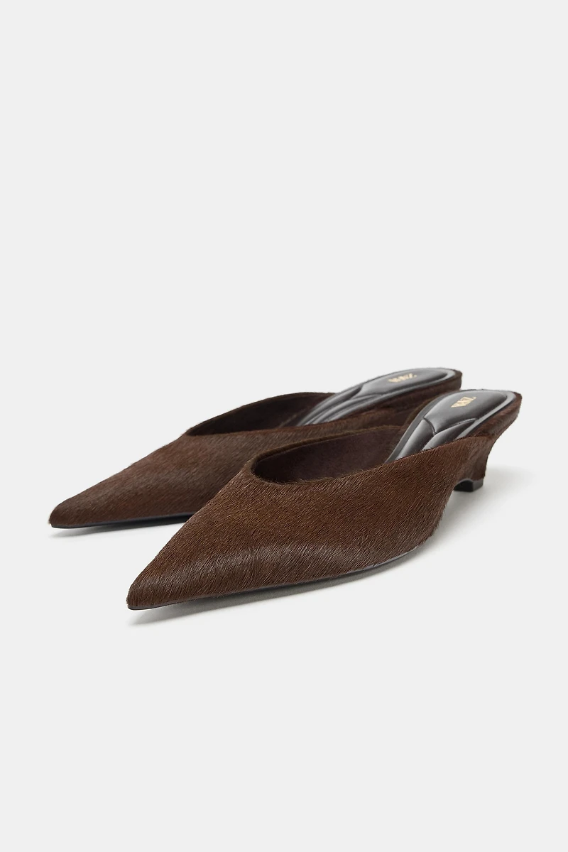 LEATHER WEDGE MULES