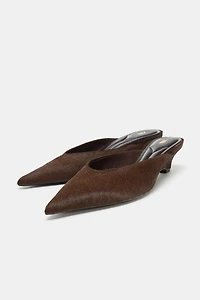 LEATHER WEDGE MULES