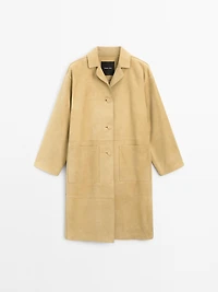 Long suede leather coat