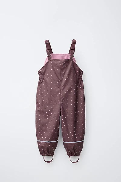 WATER-RESISTANT PRINTED FLEECE-LINED OVERALLS