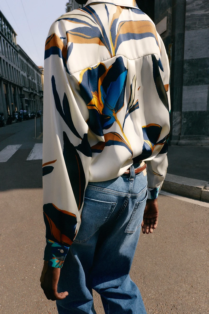 FLORAL PRINT SATIN SHIRT