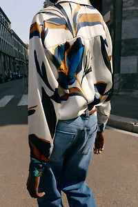 FLORAL PRINT SATIN SHIRT