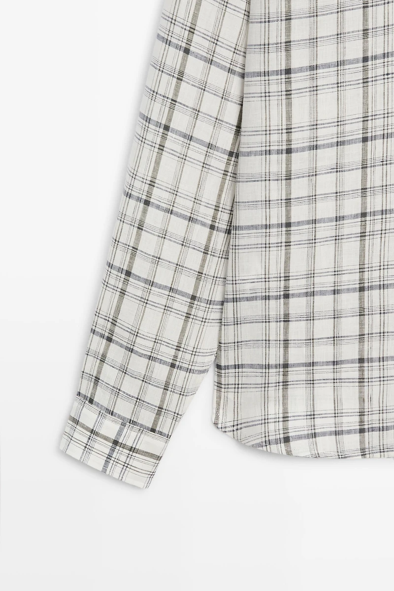 100% linen check shirt