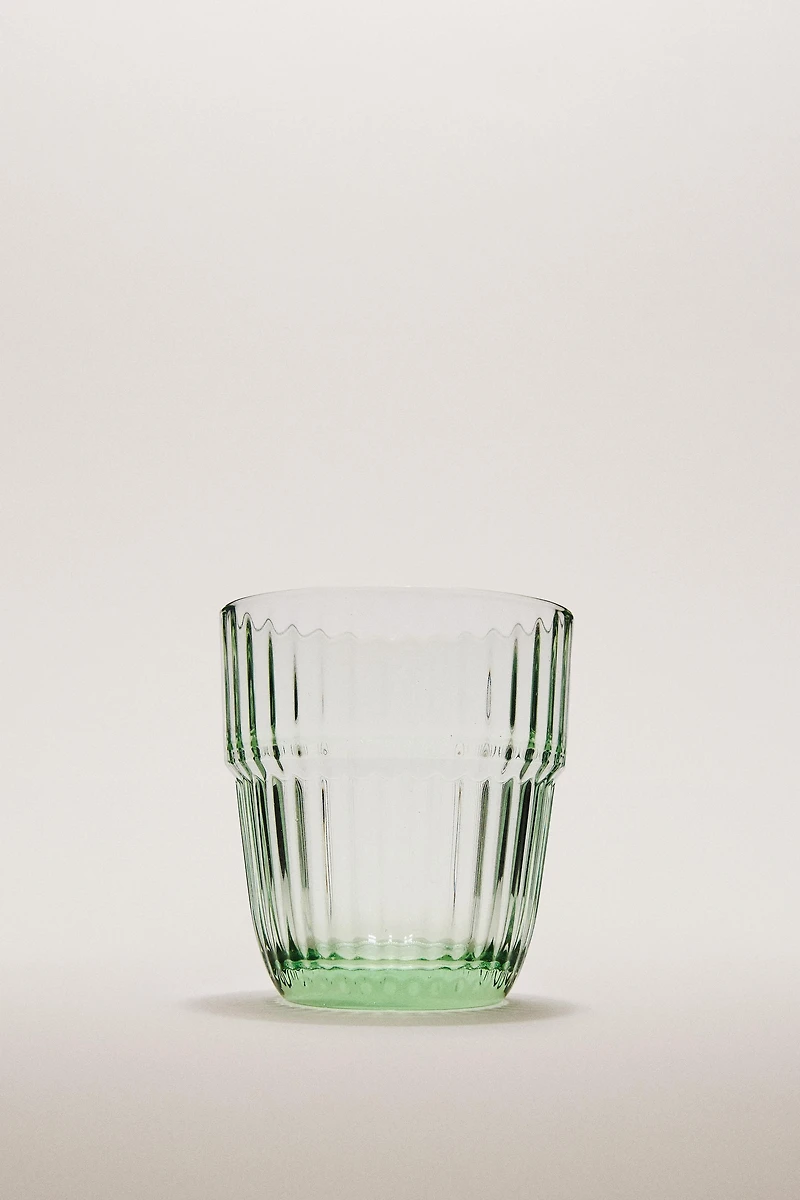 COLORED STRIPED GLASS TUMBLER