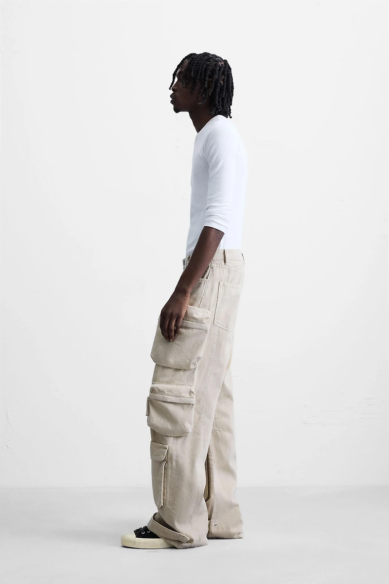 PANTALON CARGO EN DENIM AVEC POCHES