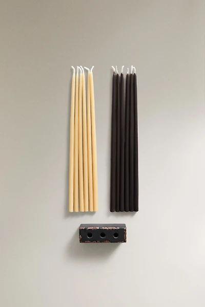 ENSEMBLE PACK DE BOUGIES VELVET CUIR ET PORTE-BOUGIES